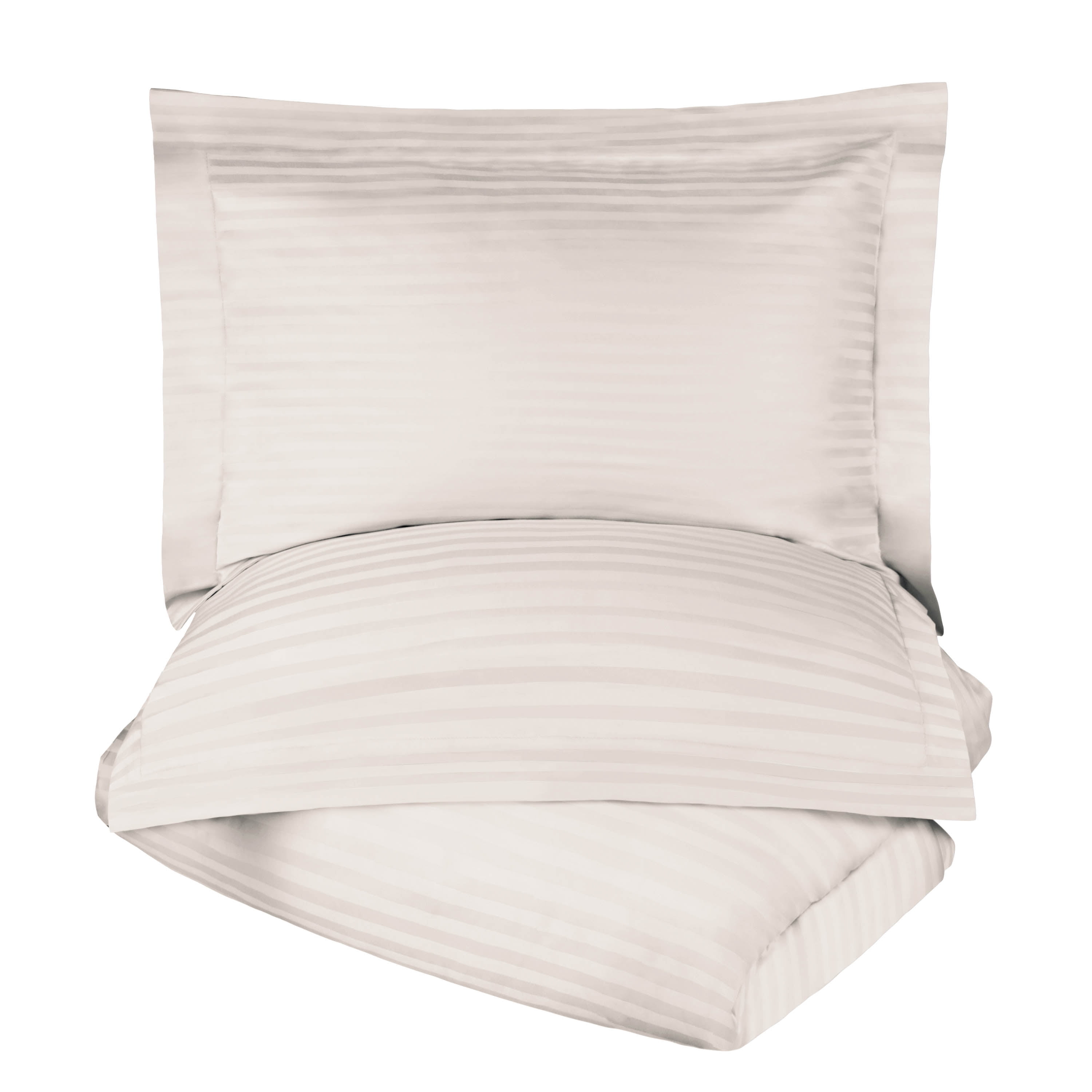 Superior 100% Egyptian Cotton Duvet Cover Set - 300 Thread Count, Sateen Striped, King/Cal King, Button Closure
