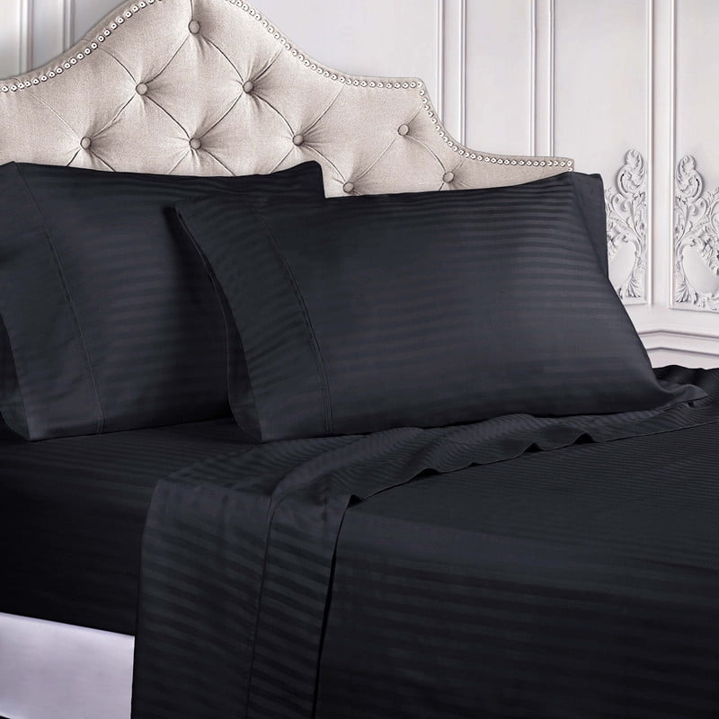 Navy Blue Striped Egyptian Cotton Twin Duvet Cover Set