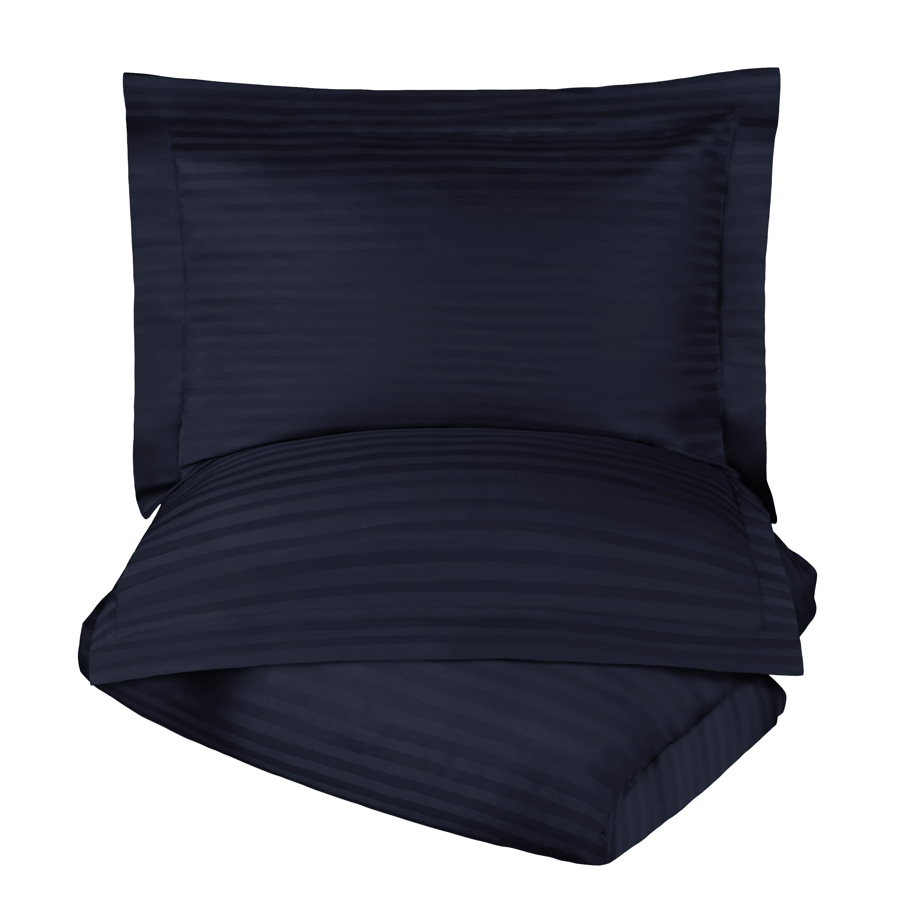 Navy Blue Striped Egyptian Cotton Twin Duvet Cover Set