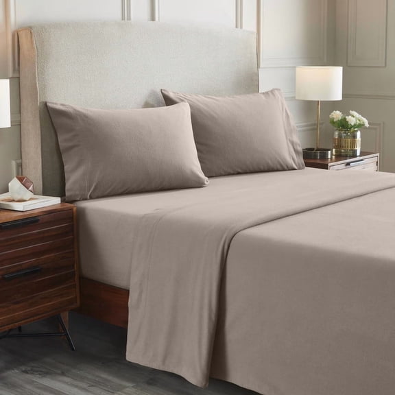 Superior 4-Count 145 GSM Grey Cotton Flannel Sheet Set, California King
