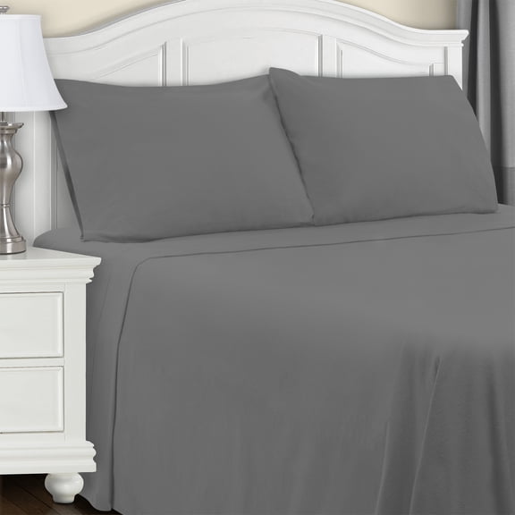 Superior 4-Count 150 GSM Grey Cotton Flannel Sheet Set, Full