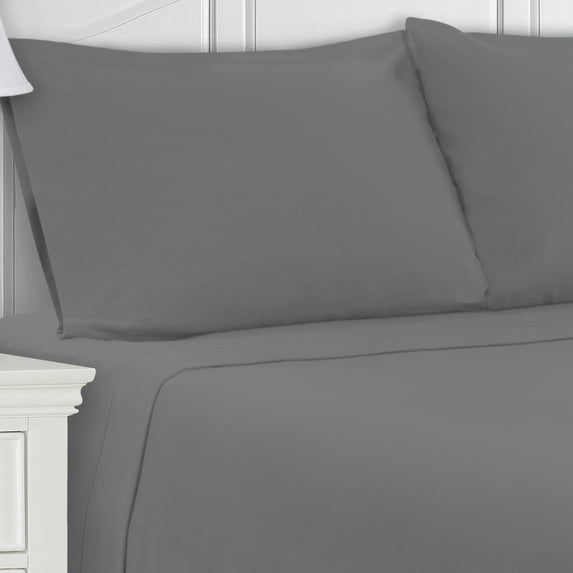 Superior 4-Count 150 GSM Grey Cotton Flannel Sheet Set, Queen