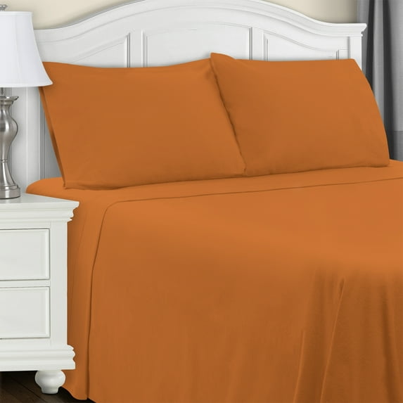 Superior 4-Count 150 GSM Pumpkin Cotton Flannel Sheet Set, Full