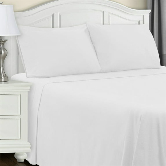 Superior 4-Count 150 GSM White Cotton Flannel Sheet Set, Full