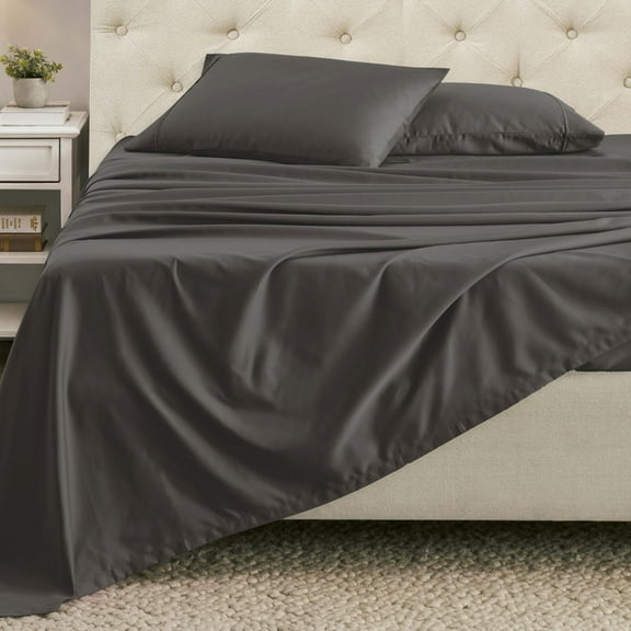 Superior 4-Piece 1400-1500 Thread Count Bed Sheet Set, California King, Charcoal