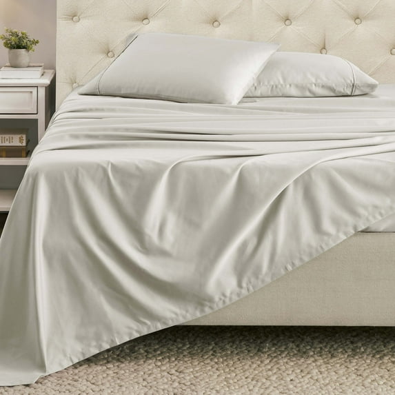 Superior 4-Piece 1400-1500 Thread Count Bed Sheet Set, California King, Silver