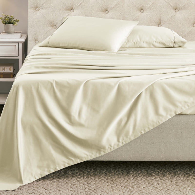 Superior 4-Piece 1400-1500 Thread Count Ivory Sheet Set, King
