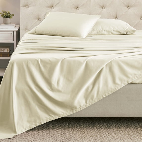 Superior 4-Piece 1400-1500 Thread Count Ivory Sheet Set, King
