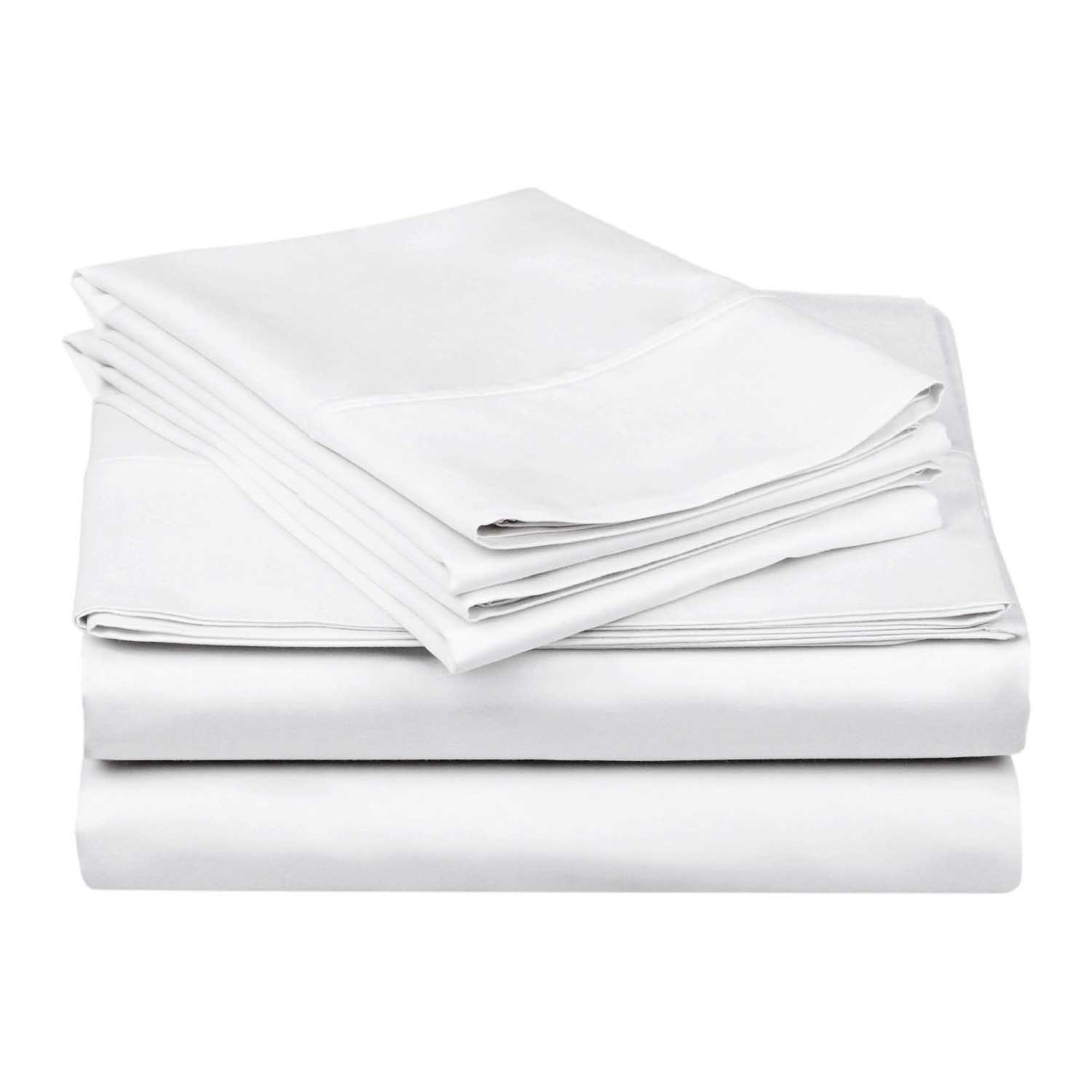 Superior 4-Piece 300-Thread Count Cotton Solid Deep Pocket Bedding Sheet Set, White, Queen