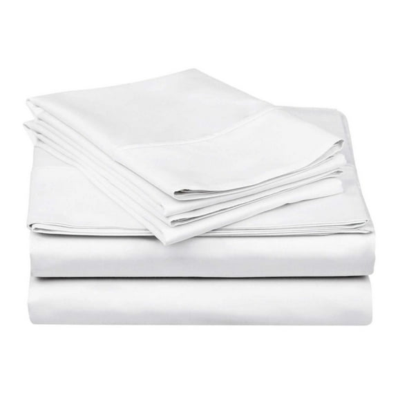 Superior 4-Piece 300-Thread Count Cotton Solid Deep Pocket Bedding Sheet Set, White, Queen