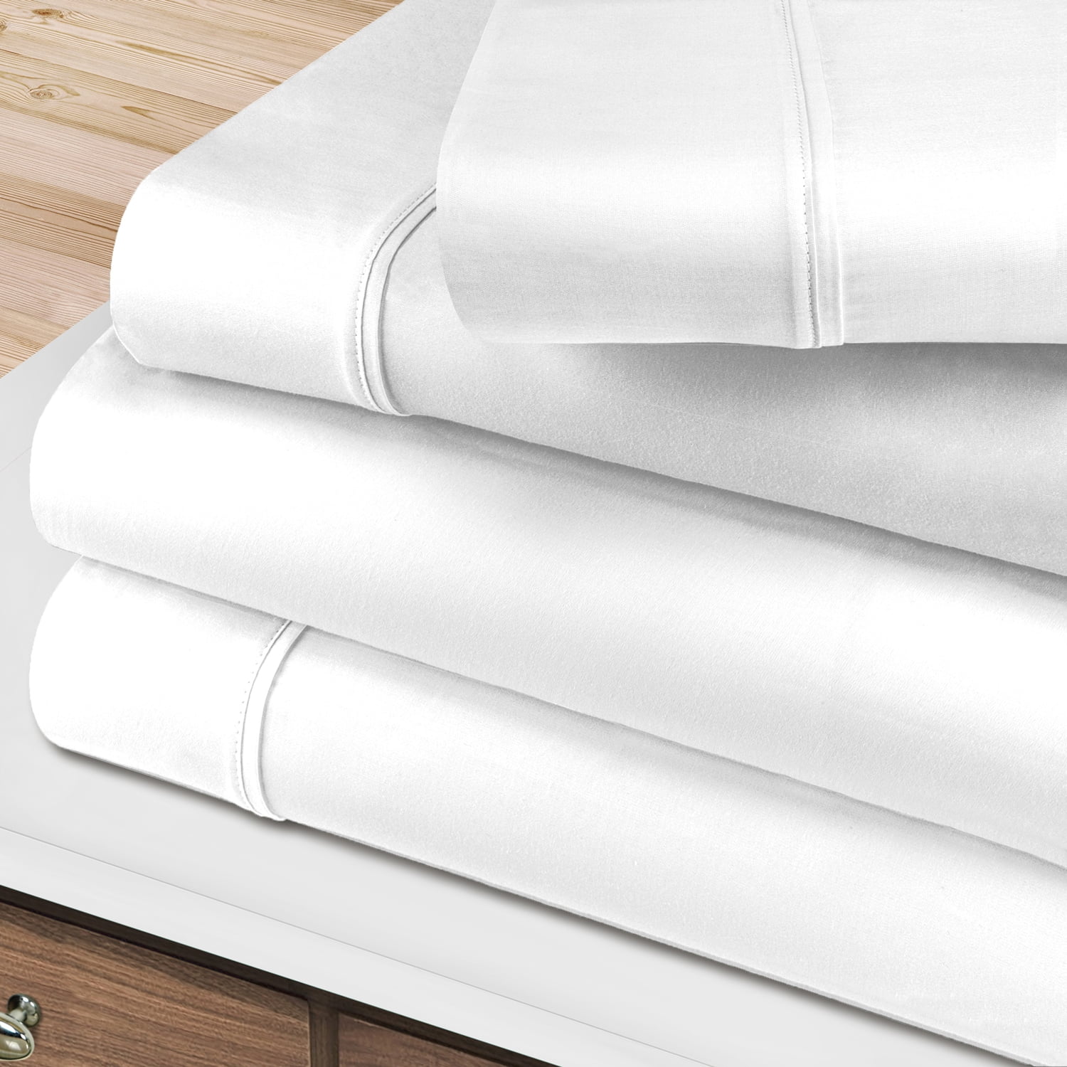 Superior 4Piece 400Thread Count White Egyptian Cotton Sheet Set, Olympic Queen Deep Pocket