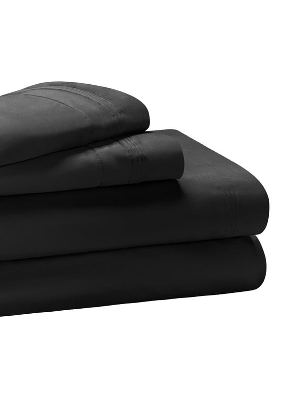 Superior 4-Piece 650 Thread Count Egyptian Cotton Sheet Set, Olympic Queen, Black
