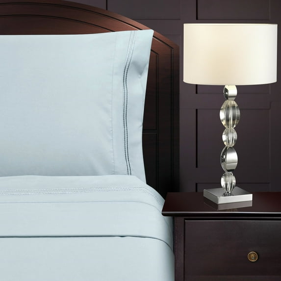 Superior 4-Piece 85 GSM Light Blue Bubble Embroidered Microfiber Sheet Set, Full
