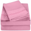 thumbnail image 1 of Superior 4-Piece 85 GSM Pink Embroidered Microfiber Sheet Set, King, 1 of 5