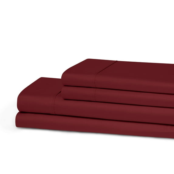 Superior 4-Piece Classic 300 Thread Count Burgundy Cotton D532Sheet Set, Queen