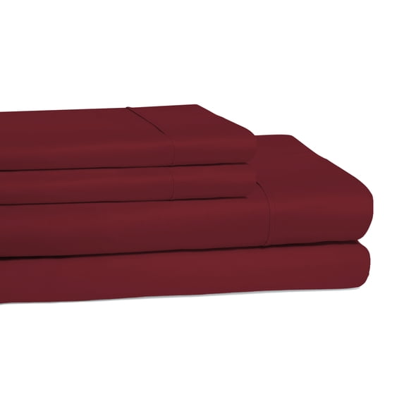 Superior 4-Piece Classic 300 Thread Count Burgundy Cotton D572Sheet Set, King