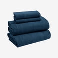 thumbnail image 1 of Superior Solid Flannel Cotton Bed Sheet Set , Soft Fitted Sheets, King, Navy Blue, 1 of 9