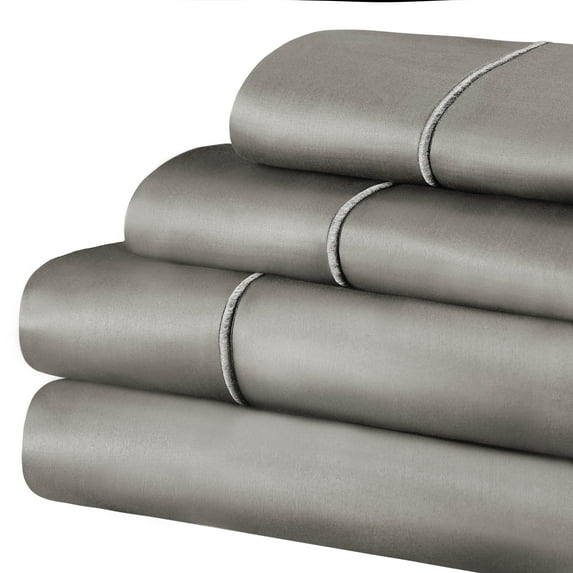 Superior 4-Piece Cotton 1500 Thread Count Grey Sheet Set, Queen