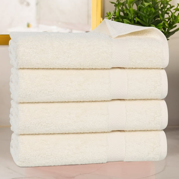 Superior Franklin Cotton Bath Towels, Set of 4, Ivory