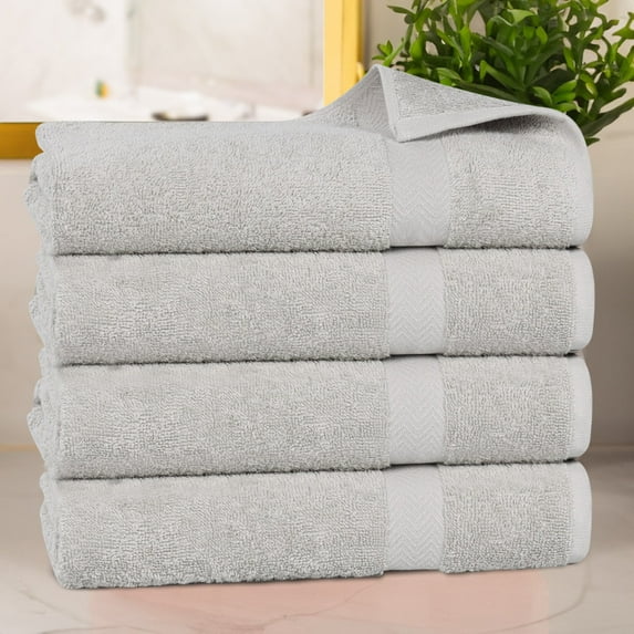 Superior Franklin Cotton Bath Towels, Set of 4, Silver