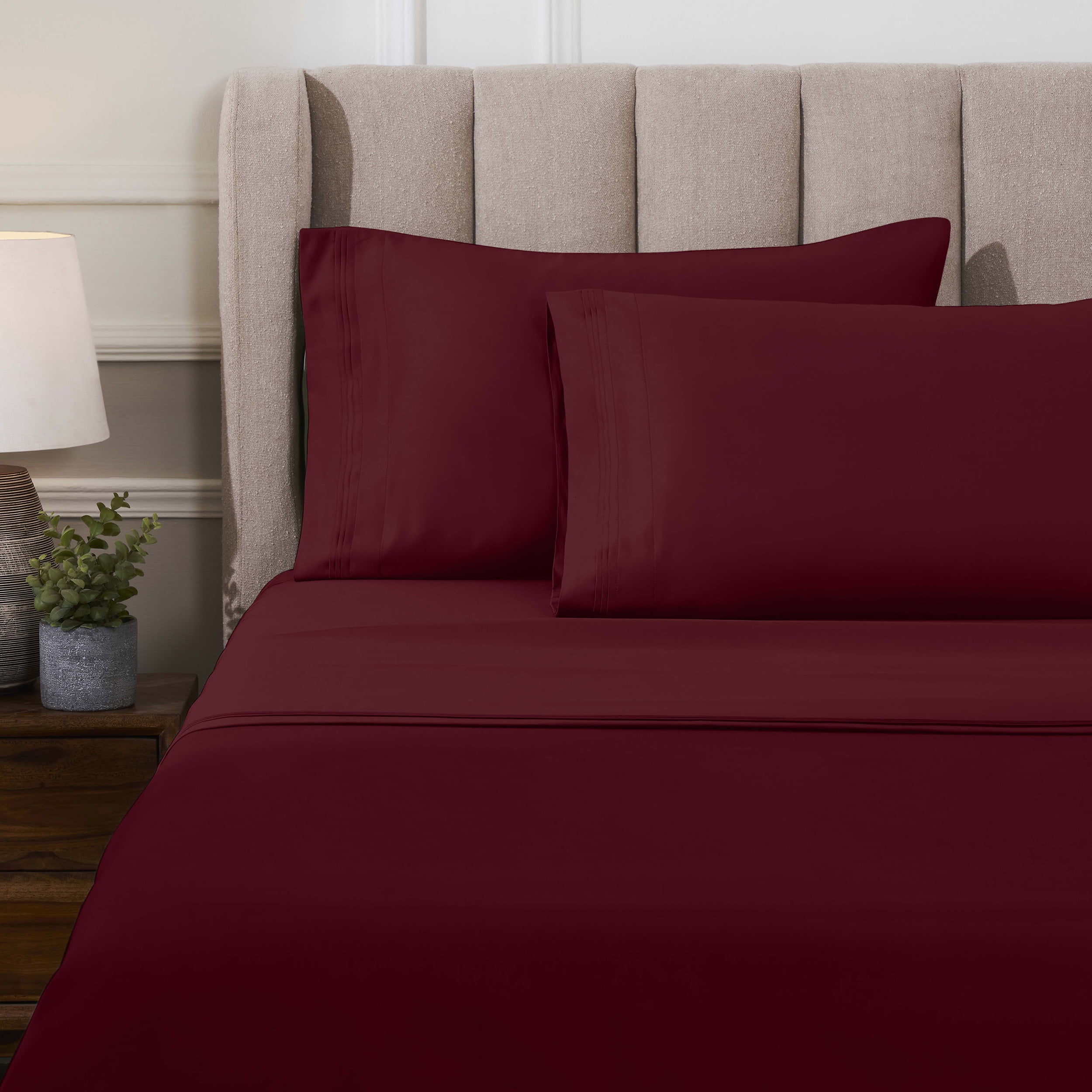 Superior 1000 Thread Count Egyptian Cotton Sheet Set, Deep Pocket Bed Sheets, Queen, Burgundy