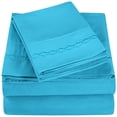 thumbnail image 1 of Superior 4-Piece Modern Cloud Embroidered Aqua Microfiber Sheet Set, King, 1 of 5