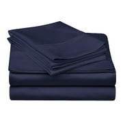 Superior 4-Piece Modern Navy Blue 300 Thread Count Egyptian Cotton Sheet Set, California King