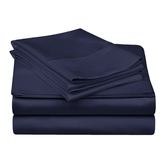 Superior 4-Piece Modern Navy Blue 300 Thread Count Egyptian Cotton Sheet Set, King