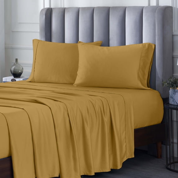 Superior 4-Piece Rayon From Bamboo Gold Sheet Set, King