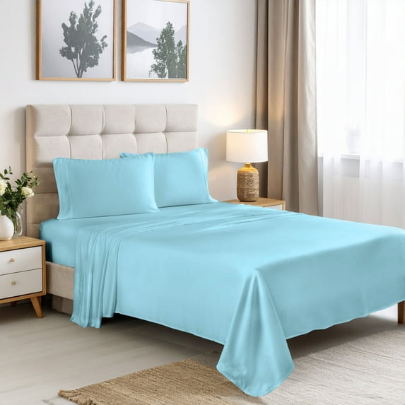 Superior 4-Piece Rayon From Bamboo Light Blue Sheet Set, Full