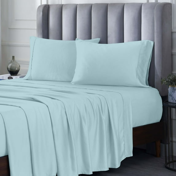 Superior 4-Piece Rayon From Bamboo Light Blue Sheet Set, King
