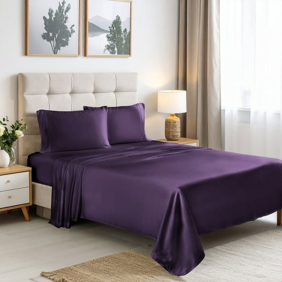 Superior 4-Piece Rayon From Bamboo Purple Sheet Set, California King