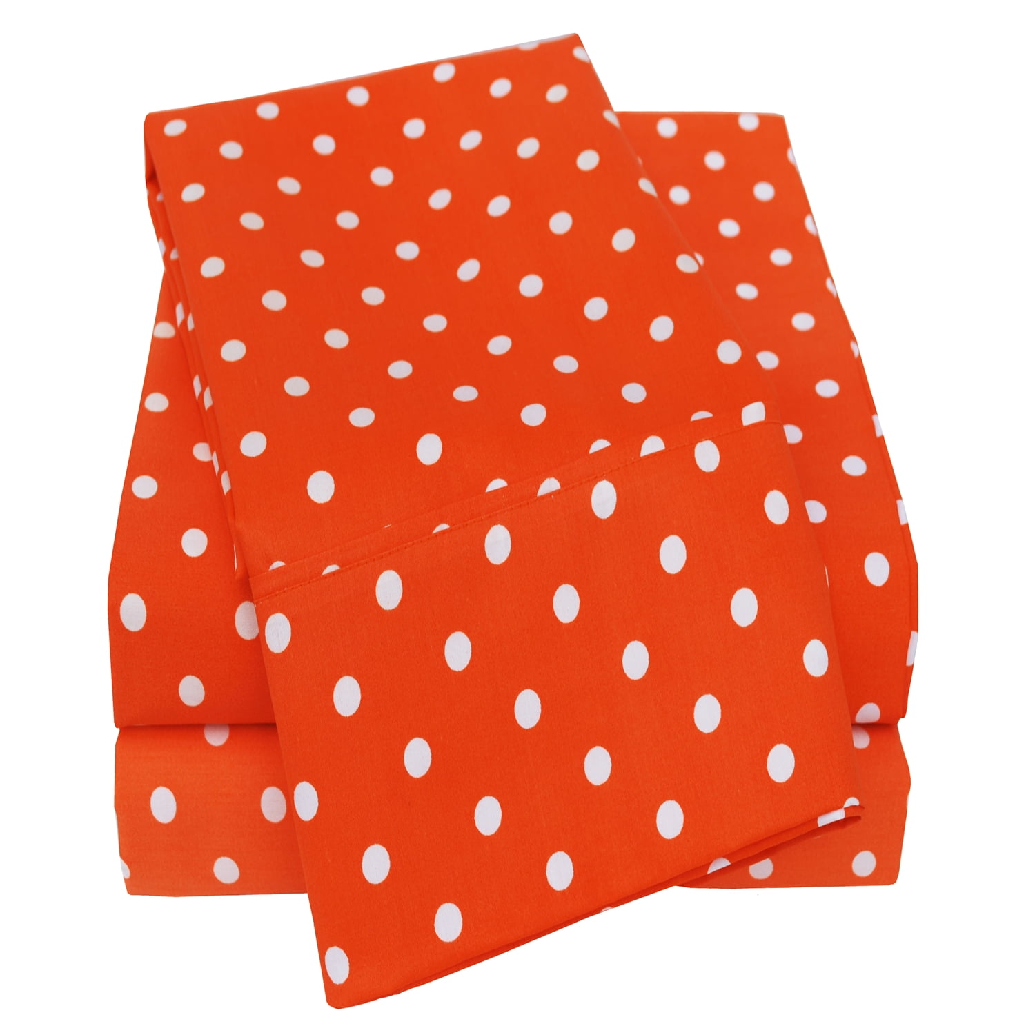Superior 4Piece Retro 600 Thread Count Orange Polka Dots Cotton Blend
