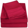 thumbnail image 1 of Superior 4-Piece Retro Cloud Embroidered Burgundy Microfiber Sheet Set, Full - Deep Pocket, 1 of 5