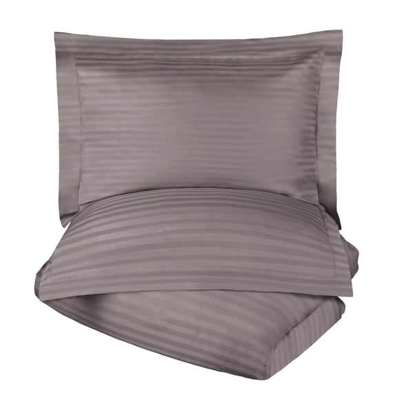 Superior 400 Thread Count Duvet Cover Set, Grey, Full/ Queen