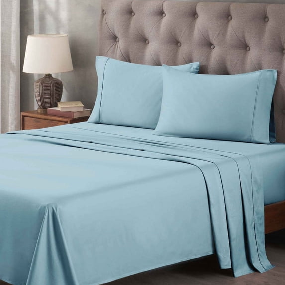 Superior 400-Thread Count Egyptian Cotton Deep Pocket Sheet Set Of 4 Pieces, Full, Light Blue