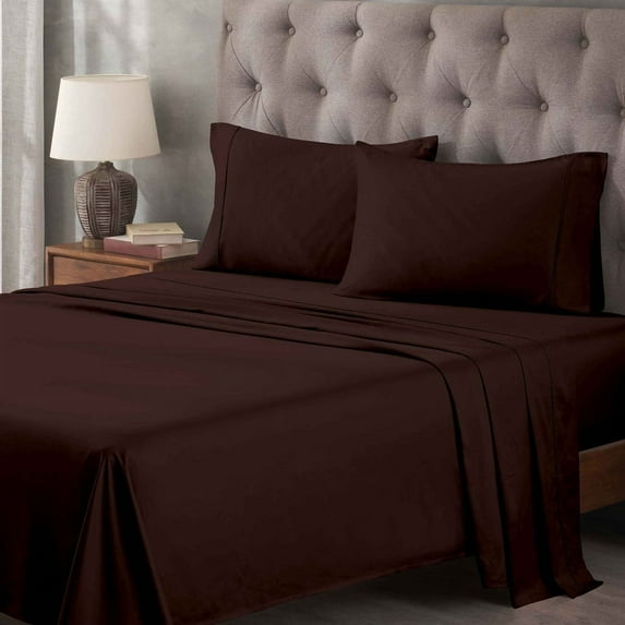 Superior Egyptian Cotton 400 Thread Count Deep Pocket Sheet Set, Full Size, Mocha