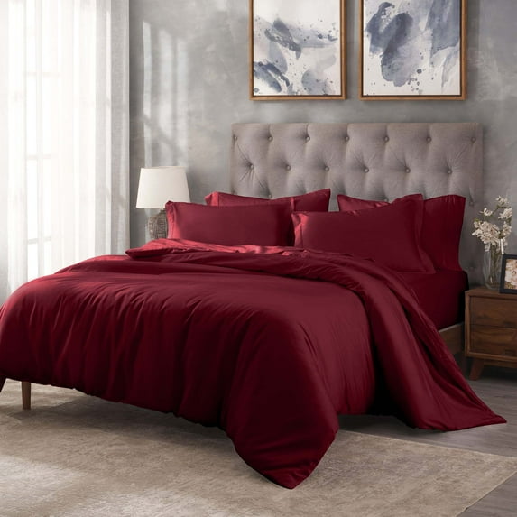 Superior Egyptian Cotton 400 Thread Count Duvet Cover Set, Twin/Twin XL, Burgundy
