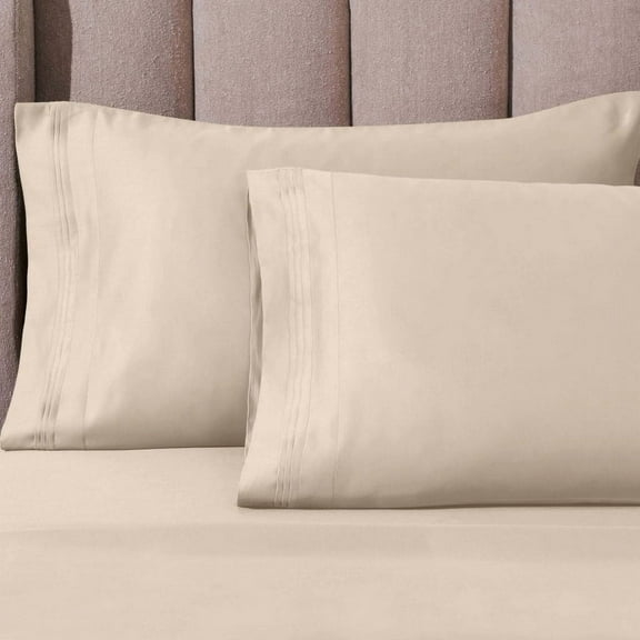 Superior 1000 Thread Count Egyptian Cotton Pillowcases Soft Breathable Set of 2, Ivory, Standard