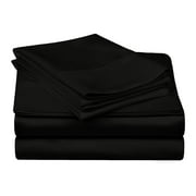 Superior Egyptian Cotton 300 Thread Count Deep Pocket Sheet Set, Split King, Black