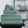 thumbnail image 1 of Superior Soho Ribbed Cotton 6-Piece Assorted Towel Set, Basil, 1 of 9