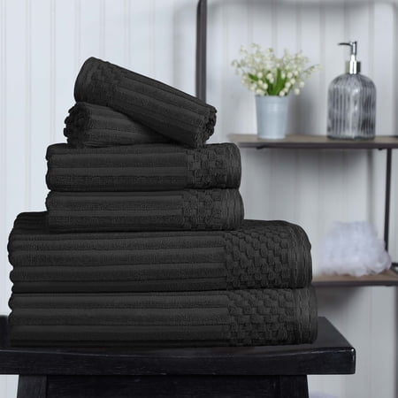 Superior Soho Ribbed Cotton 6-Piece Assorted Towel Set, Black