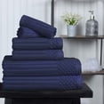 thumbnail image 1 of Superior Soho Ribbed Cotton 6-Piece Assorted Towel Set, Navy Blue, 1 of 9