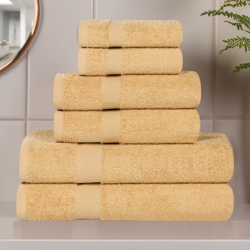 Superior Franklin 6-Piece Cotton Towel Set, Super Soft Quick Dry Fade Resistant Towels, Gold