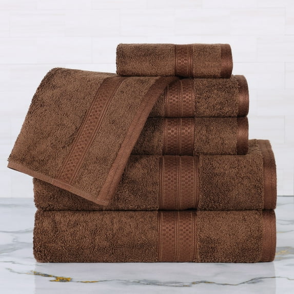 Superior 6-Piece Ultra-Soft Bamboo Bath Towel Set for Bathroom, Spa, and Gym, Cocoa