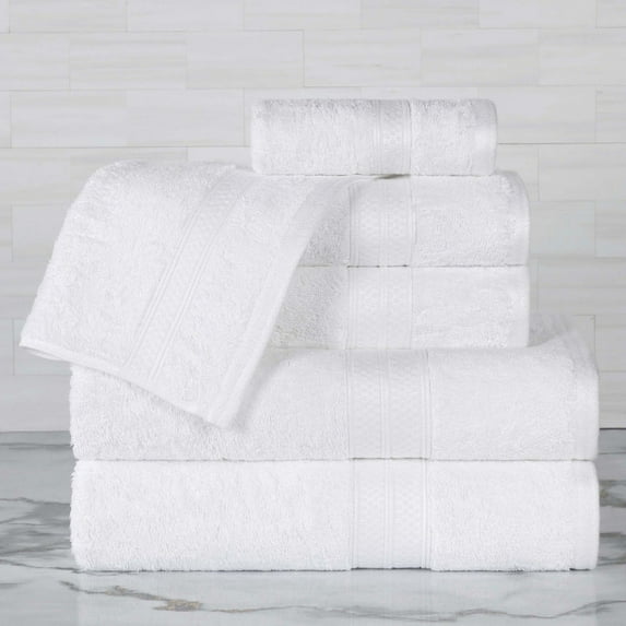 Superior 6-Piece Ultra-Soft Bamboo Bath Towel Set for Bathroom, Spa, and Gym, White