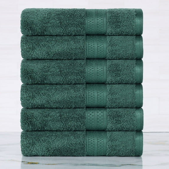 Superior 6-Piece Ultra-Soft Bamboo Hand Towel Set for Bathroom, Spa, and Gym, Green