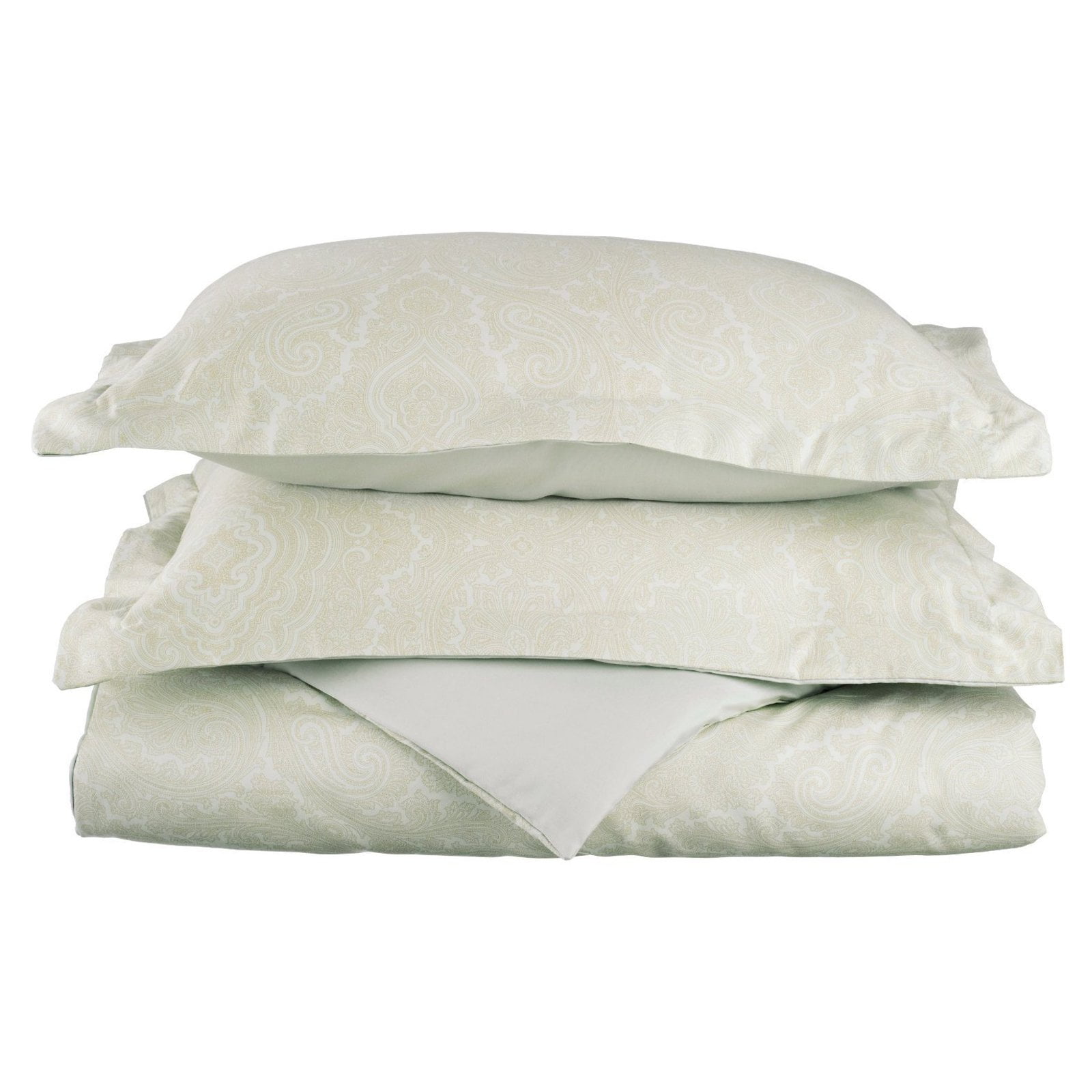 Superior White Cotton Blend Paisley King Duvet Cover Set