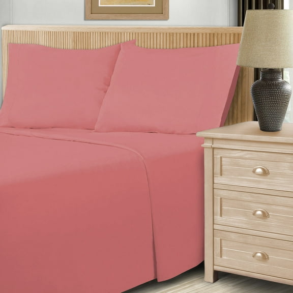 Superior 4-Piece 600 Thread Count Cotton Blend Deep Pocket Sheet Set, California King, Blush