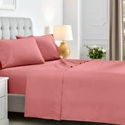 Superior 4-Piece 600 Thread Count Cotton Blend Deep Pocket Sheet Set, California King, Blush